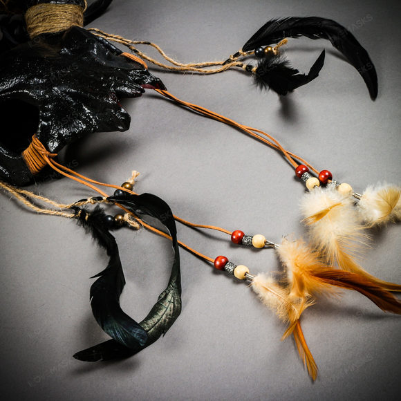 Antelope Devil Silver Horns Animal Skull Ghost Masquerade Mask - Black - Picture 5 of 10